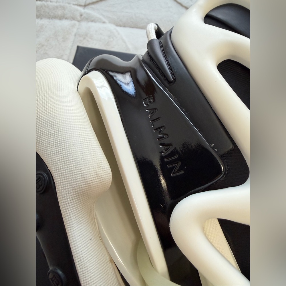 NEW! $1,195 Balmain Paris Unicorn Sneakers Black White 13 / 14 - Picture 6 of 15